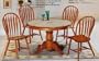5pc Country Style Oak Finish Round Dining Table w/Tile Top & Chairs Set