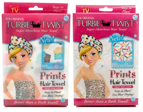 Turbie Twist Microfiber Hair Towel Wrap for Women and Men | 2 Pack | Bathroom Essential Accessories | Quick Dry Hair Turban for Drying Curly, Long & Thick Hair (Cupcakes, Sprinkles)