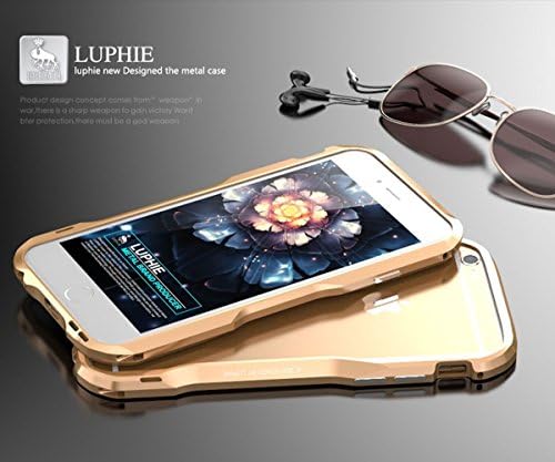 SUPERARMOR for iPhone 6 Plus / 6S Plus 5.5 Luphie Aluminum Bumper Case Frame Made by Aircraft Aluminum Stealth Metal Alloy Ultra light weight curved design (Gold)