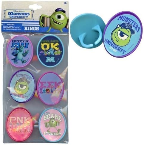 Monsters University 6pk Cupcake Topper Rings with Sticker on Plastic Insert by Disney Monsters University