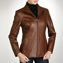 Phistic Women's Wing Collar Lambskin Leather Jacket - Misses & Petite