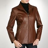 Phistic Women's Wing Collar Lambskin Leather Jacket - Misses & Petite