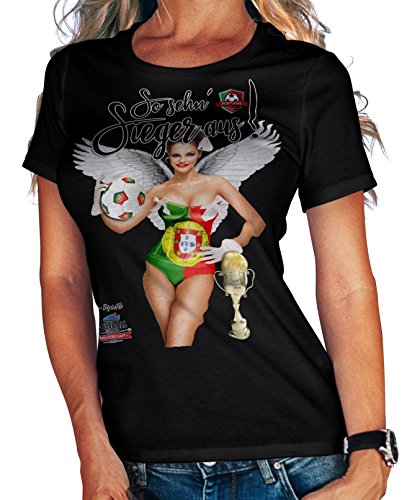Stylotex Damen / Girlie T-Shirt So sehn Sieger aus Girl Portugal, Farbe:schwarz;Größe:L