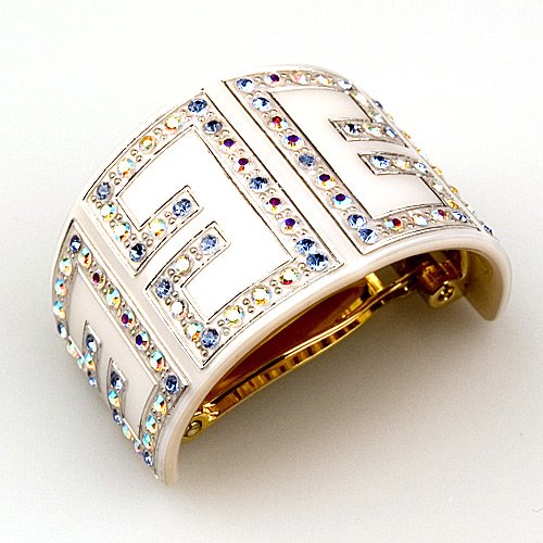 Cadence White Pearl - Cubitas Bellini Collection (Hand-set Swarovski Crystals, Hair Clip)