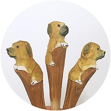 Animal Ballpoint Pen with Hand Crafted Novelty Creative Portable Wood Sculpture Stationery Gift Pen 1Pcs (Dog)