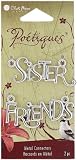 Blue Moon Poetiques Metal Connectors 2/Pkg - Sister/Friend - Silver