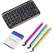 GTMax Bluetooth Wireless Mini Keyboard + 3 colors Stylus with Flat Tip (Hot Pink / Yellow / Green) for iphone 4, 4S, Android Smartphone, HTC , Samsung, Motorola , LG, Blackberry ; Tablet (Package include a Mini Brush)