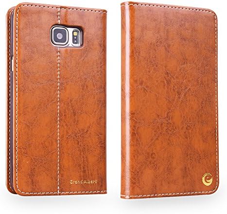 Note5 Case, Grand Albert Note5 Wallet Case N920i Case [Retro Brown] - Premium Retro Recovery Genuine Leather Wallet Cover with [Card Slots] and [Strap] for Samsung Note5 N920i (Note5 PU Brown)