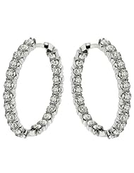 10.00 CT Diamond Inside/Outside Hoop Earrings in 14k White Gold
