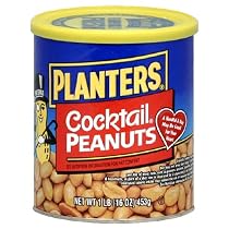 Planters Cocktail Peanuts, Unsalted, 16-Ounce Packages (Pack of 6)