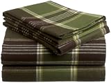 Review Amazon PIZ-160-YARN-Q-SS-OLI / Pinzon 160-Gram Yarn-Dyed Flannel Queen Sheet Set, Olive Plaid