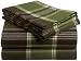 Pinzon 160-Gram Yarn-Dyed Flannel Full Sheet Set, Olive Plaid