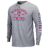 MLB Minnesota Twins Adult Long Sleeve Basic Tee (Steel Heather, Small)