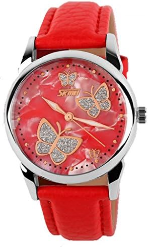 Butterfly Womens Analog Wrist wathces with Leather Band