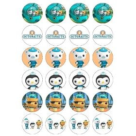 Octonauts Style 24 Edible Wafer Paper Fairy/Cup Cake Toppers on an A4 sheet - Birthday Cake and Party Idea - Require Cutting Out
