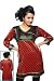 Red colored viscose Kurti with brocade neckline and lace work.