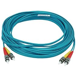 10Gb Fiber Optic Cable, ST/ST, Multi Mode, Duplex - 10 Meter (50/125 Type) - Aqua
