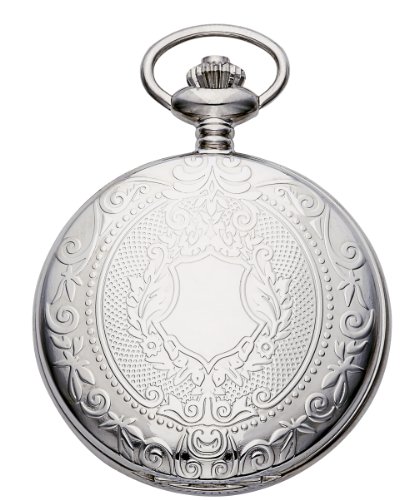 Avalon Silver Tone Covered Pocket Watch with 515 Swiss Parts Date Movement and Chain # 8640SX