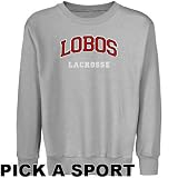 New Mexico Lobos Youth Ash Custom Sport Arch Applique Crew Neck Fleece Sweatshirt - (Medium)