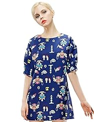 Spring Elbow Length Sleeves Jacquard Round Neck Animal Print  Dress