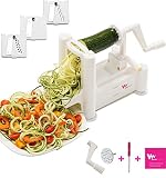 WonderVeg Vegetable Spiralizer - Tri Blade Spiral Slicer - Cleaning Brush, Mini Recipe Book and 2 Spare Parts Included - Zucchini Spaghetti Pasta Noodle Maker