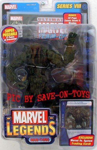 Marvel Legends 2004 - Serie 8 - VERSUS SERIES - MAN-THING - mit 32 Seiten Comic & Display Stand & EXCLUSIVE TRADING CARD - Marvel Vs. System - OVP