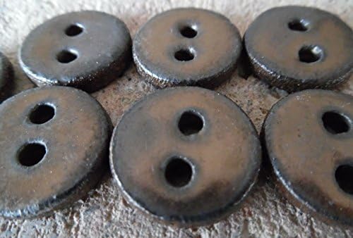 7x Handmade Ceramic Buttons with bonze ceramic glaze good for handmade clothes, bags purses