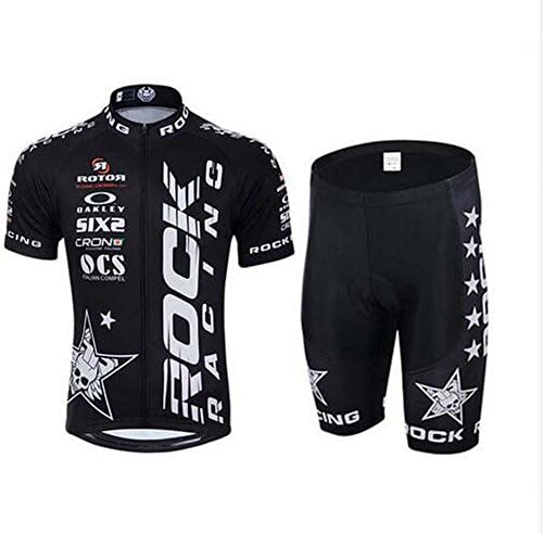 Mens Breathable Pro Cycling Team Bicycling Jerseys and Cycling Shorts Kit XL Black