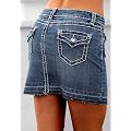 Marken Stretch Mini-Jeans-Rock mit Kontrastnaht und Glitzersteinen