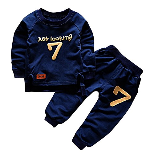 Puseky Toddler Baby Boys Girls Sweatshirt Tops+Pants Tracksuits Outfits Clothes (4T-5T)
