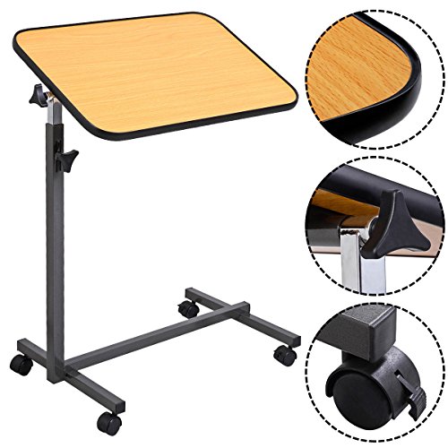 Medmobile tilt top overbed table with laminated tall ed…