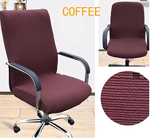 Shihualine(TM) Slipcovers Cloth Chair pads Removable Office Cover stretch cushion Resilient Fabric Coffee (Size L)