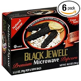 Black Jewell Premium, Microwave Popcorn, Natural, 10.5-Ounce Boxes (Pack of 6)