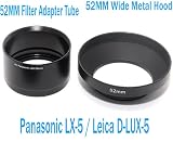EzFoto 52mm Metal Lens Adapter Tube + Lens Hood for Panasonic Lumix LX-5 / Leica D-LUX5