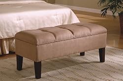 Soft Tan Microfiber Storage Bench