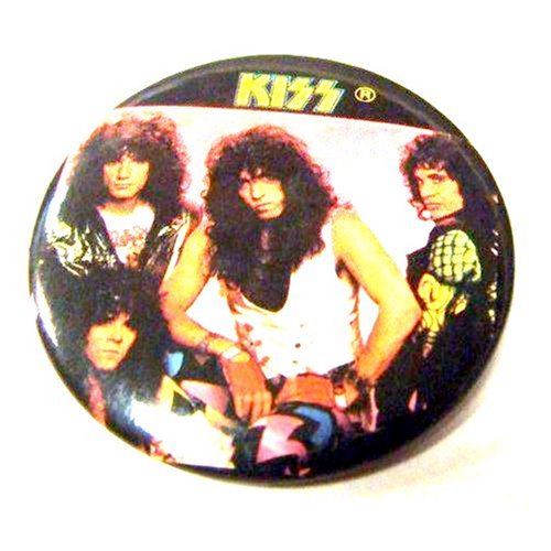 Kiss~ Kiss Button~ Gene Simmons, Paul Stanley, Ace Frehley, Peter Criss~ Rare Authentic Vintage Button!!~ Approx. 1.5"