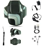 Black Adjustable Deluxe Sportband / Workout Armband with Adaptable Neck Str ....