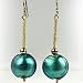 Gold Foil Murano Glass Bead Earrings - Serena Blue/Gold