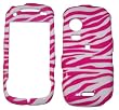 White with Pink Zebra Strip Snap on Hard Skin Faceplate Cover Case for Samsung Instinct HD M850