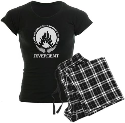 CafePress Divergent - At Your Bravest Pajamas Women's Dark Pajamas - S With Checker Pant