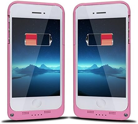 2pcs 2200mAh Extended Battery Case | Ships from USA | Power Bank Backup Charger with Lightning Charging Port + Kick Stand | Compatible with iPhone 5 / 5S (Pink)