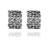 Sterling Silver Marcasite Lattice Clip Earrings