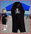 Size 6 (8-9Yr) RED Childrens shortie wetsuit. 2mm neoprene with Pirate motif