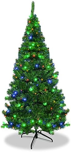 TOCO 7 Ft Prelit Artificial Christmas Pine Tree 1200Tips with Multi-Color Lights, hinged