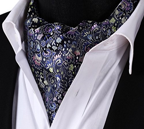 SetSense Men's Floral Jacquard Woven Self Cravat Tie Ascot