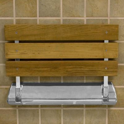 Tilt-Up Shower Seat Finish: Silver and Teak