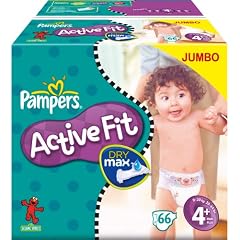 Pampers Active Fit Windeln Gr.4+ Maxi Plus 9-20 kg Jumbo, 2er Pack (2 x 66 St�ck)