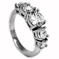 2.75 Carat TCW Stainless Steel Engagement Ring with Cubic Zirconia Size 6