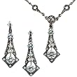 Tear Drop Silver Natural Seed Pearl Necklace & Earrings Set - Dahlia Vintage Collection Tear Drop Silver Natural Seed Pearl Necklace & Earrings Set - Dahlia Vintage Collection