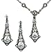 Tear Drop Silver Natural Seed Pearl Necklace & Earrings Set - Dahlia Vintage Collection